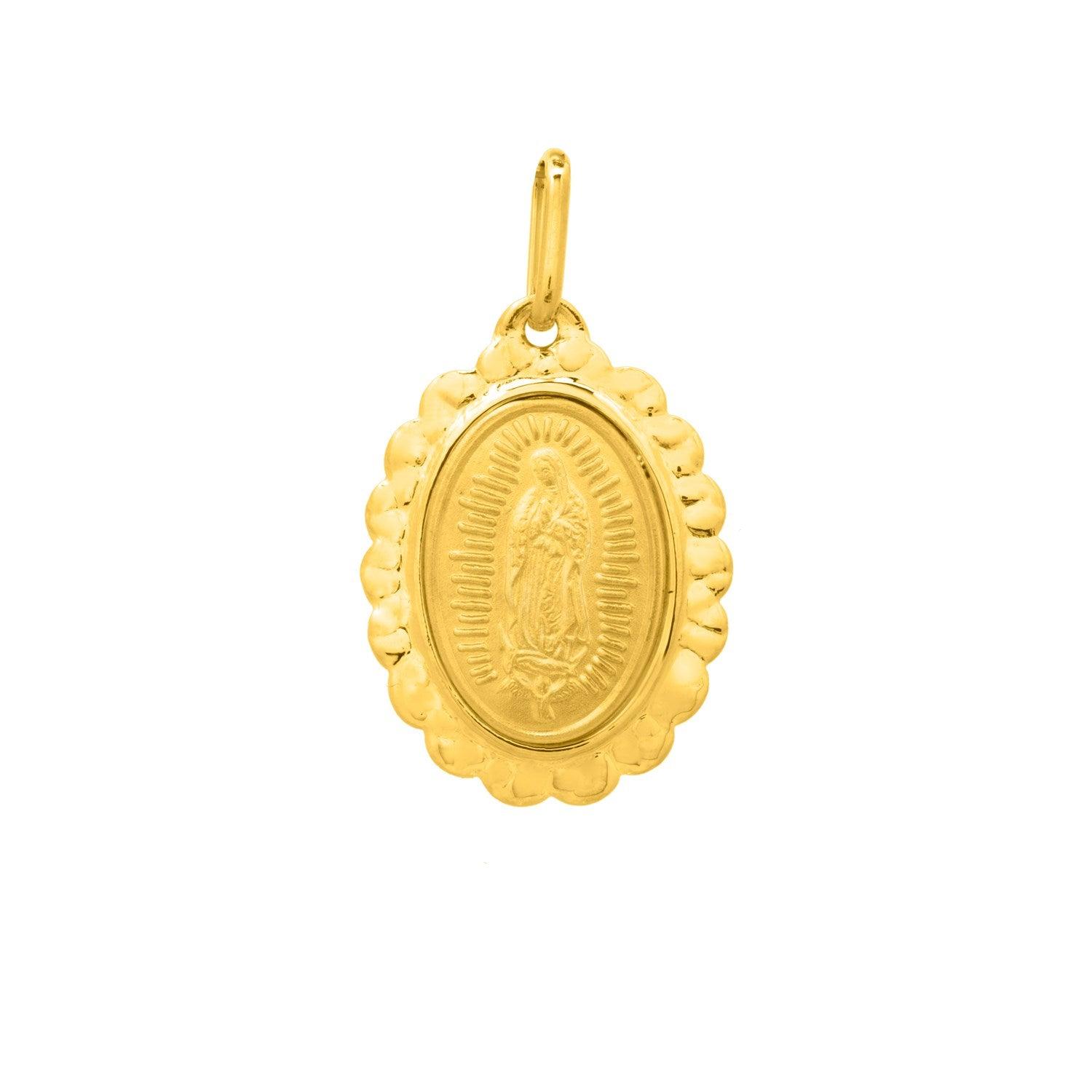 Religious Pendant with Our Lady of Guadalupe in 14K Yellow Gold - MeinSchmuckShop