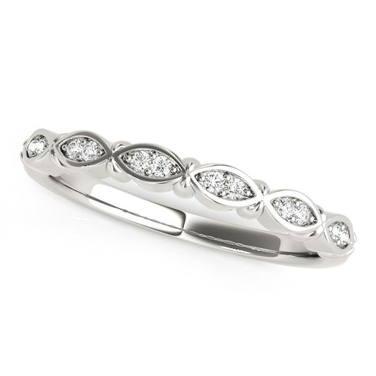 14k White Gold Unique Infinity Design Diamond Wedding Band (1/10 cttw) - MeinSchmuckShop