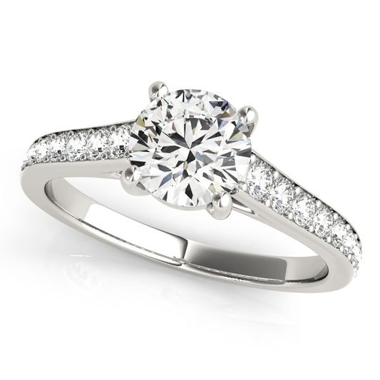 14k White Gold Graduated Single Row Diamond Engagement Ring (1 1/3 cttw) - MeinSchmuckShop