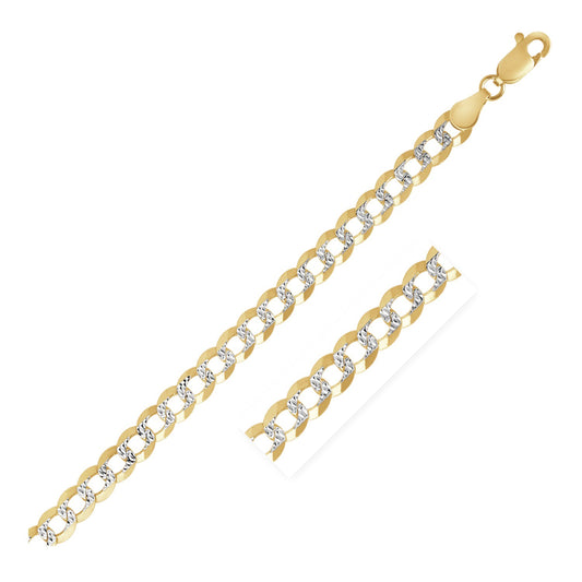 14k Two Tone Gold Pave Curb Chain (3.60 mm) - MeinSchmuckShop