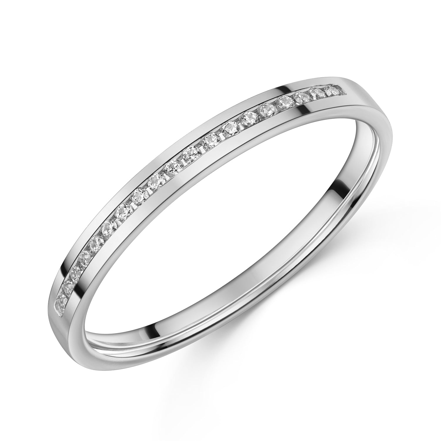 Lovebird Memory Ring mit 19 Zirkonia Weißgold 333/000 - MeinSchmuckShop