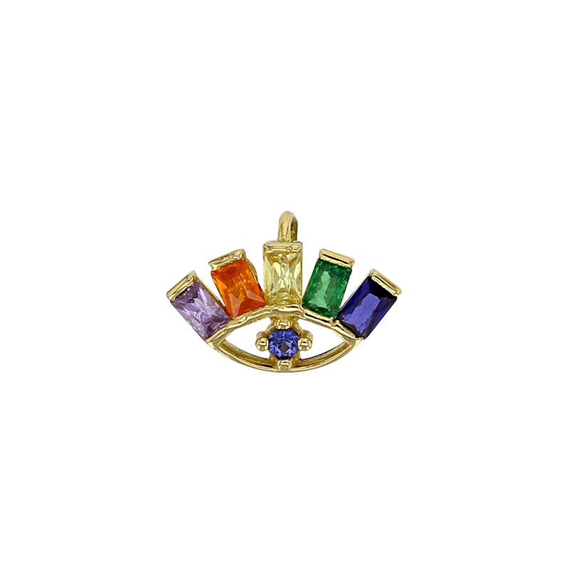 Anhänger, Auge mit farbigen Zirkonia, aus Gold 18k - MeinSchmuckShop
