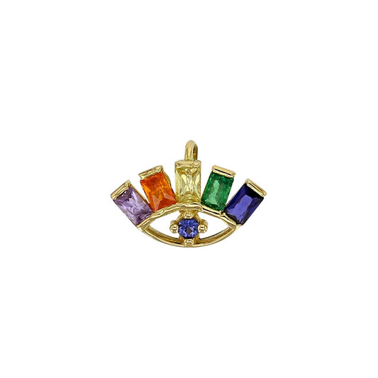 Anhänger, Auge mit farbigen Zirkonia, aus Gold 18k - MeinSchmuckShop