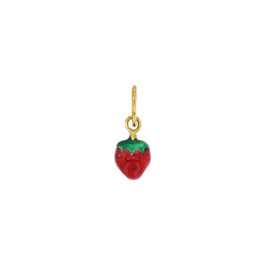 Anhänger Erdbeere 750er Gold (18Kt) und emaille