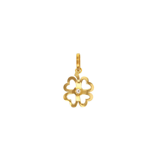 Anhänger Kleeblatt 750er Gold (18Kt) und kubischer-zirkonia Oberfläche Durchbrochen - MeinSchmuckShop