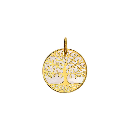 Anhänger Lebensbaum 750er Gold (18Kt) und perlmutt