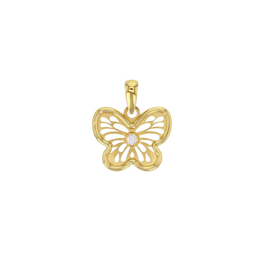 Anhänger Schmetterling 750er Gold (18Kt) und kubischer-zirkonia Oberfläche Durchbrochen