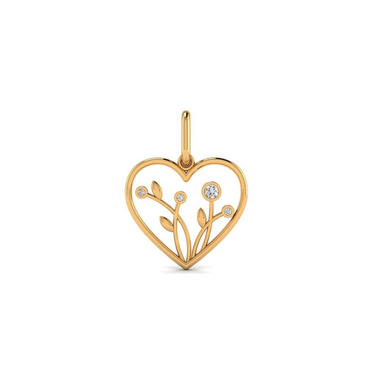 Gold 750/1000 Herz-Anhänger mit Blumen geschmückt mit Zirkonia