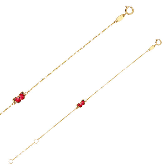 Kinderarmband aus 750er Gold mit rotem Schmetterling aus Email