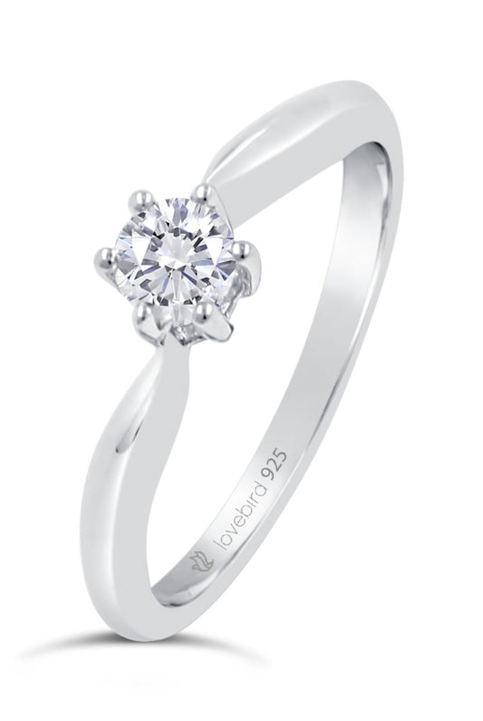 Lovebird Damenring mit Zirkonia 101 Facetten Silber 925/000