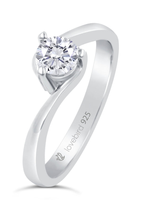 Lovebird Damenring mit Zirkonia 101 Facetten Silber 925/000