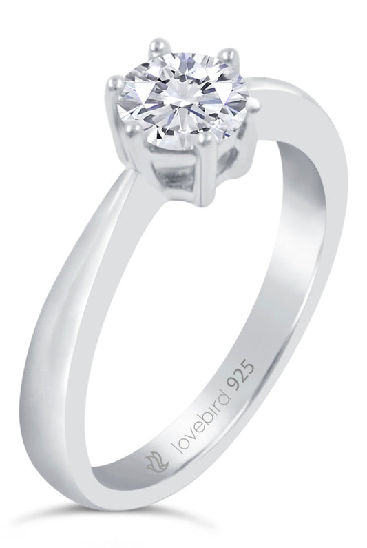 Lovebird Damenring mit Zirkonia 101 Facetten Silber 925/000