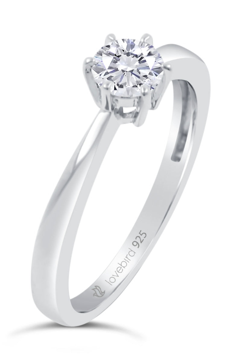 Lovebird Damenring mit Zirkonia 101 Facetten Silber 925/000