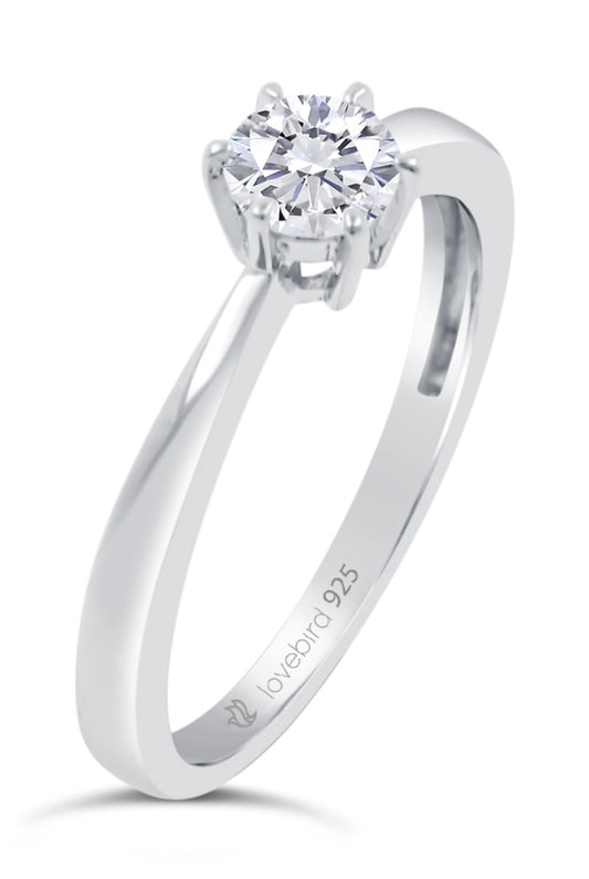 Lovebird Damenring mit Zirkonia 101 Facetten Silber 925/000