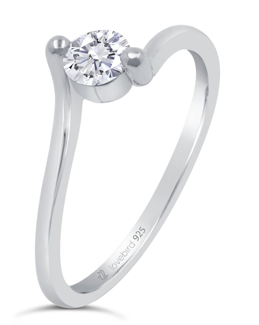 Lovebird Damenring mit Zirkonia 101 Facetten Silber 925/000
