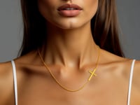 14k Yellow Gold Plain Cross Motif Necklace